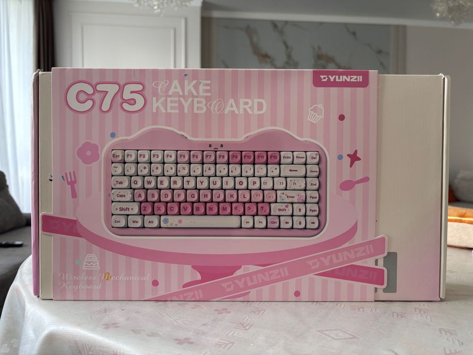 клавиатура yunzii c75 механическая розовая