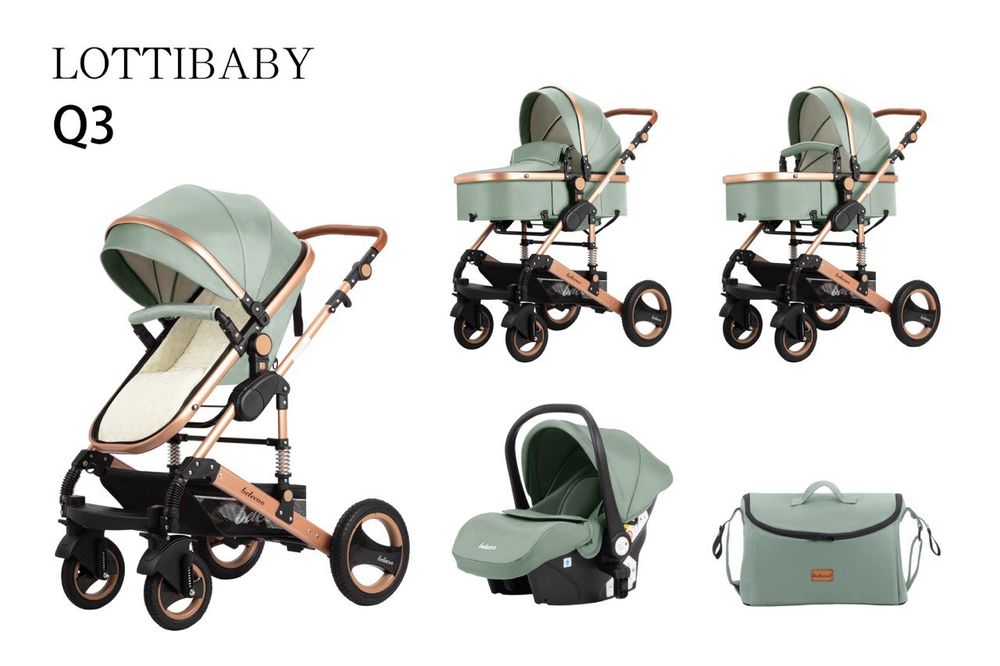 Коляска Lottibaby Q3 3в1 премиум комфорт для новорождённых