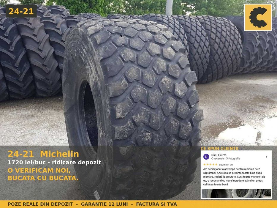 Cauciucuri 24-21 Michelin Anvelope Utilaj Greu Industriale Radiale SH GARANTIE Factura 20.5-25