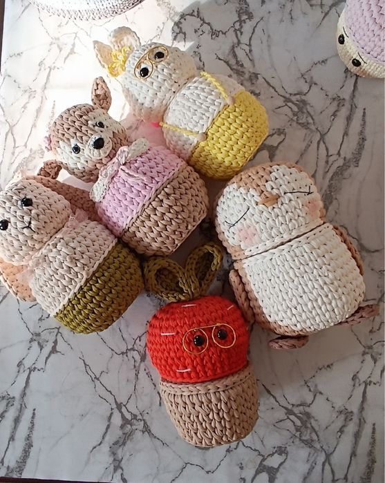 Декоротивные корзинки ( органайзеры)  из трикотажный пряжы