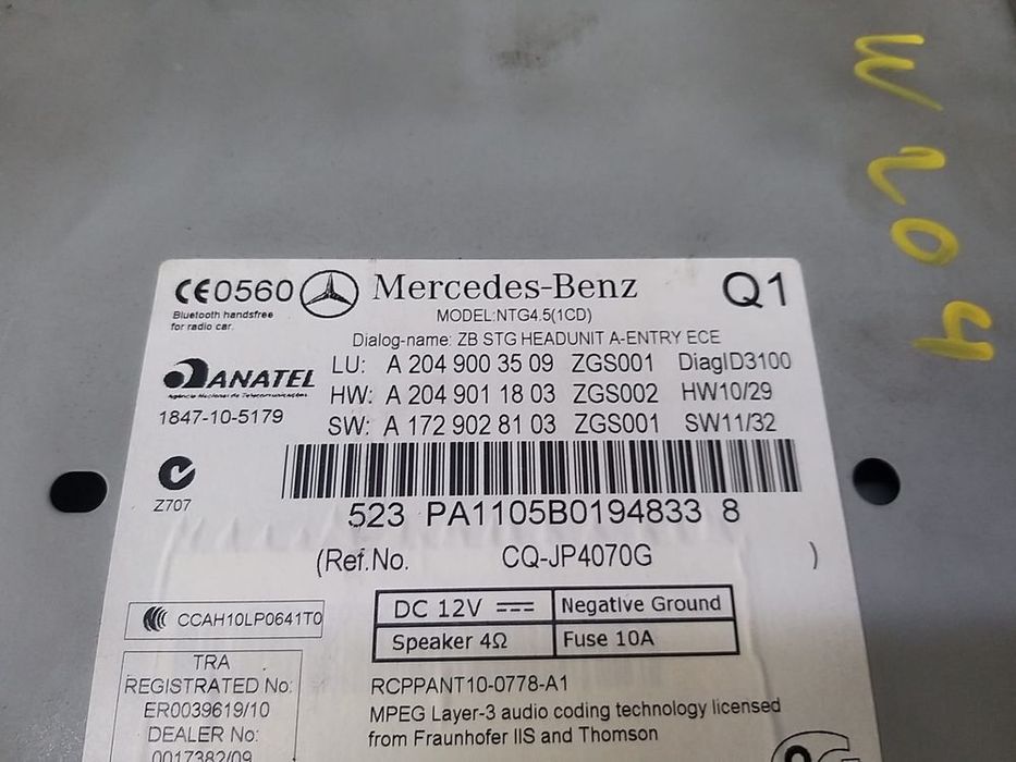 Radio cd player unitate mmi mercedes c class w204 a2049003509 a2049011803 a1729028103