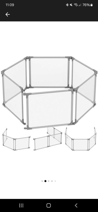 Spatiu de joaca Tulano Cozy 70, 6 piese, Gri deschis/Alb