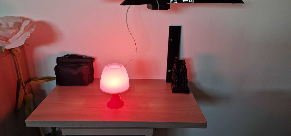 Розова настолна лампа IKEA LAMPAN с LED крушка