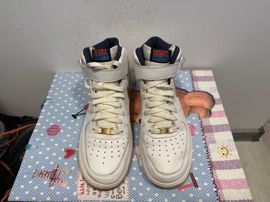 Nike Air Force 1 Mid '07 'White Metallic Gold Team USA''оригинални 43