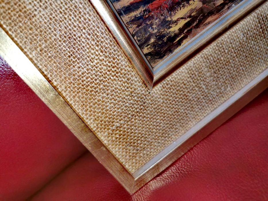 Картина масло пейзаж импресионизъм в рамка паспарту авторска подпис