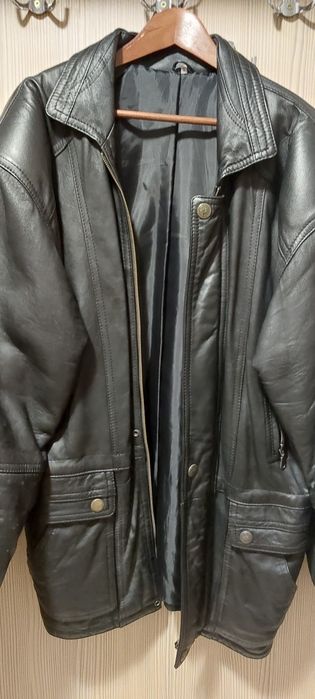 Haina din piele naturala, barbateasca, neagra, masura 52