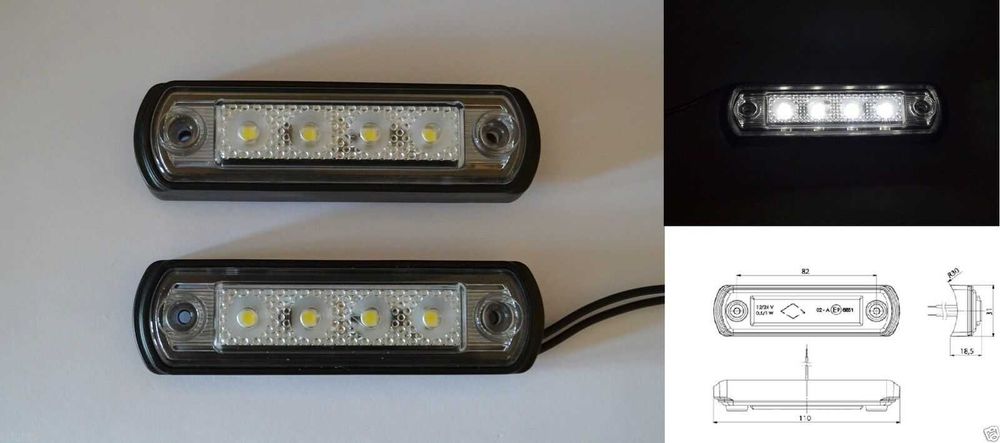 1 бр. LED Лед габарити за РОЛБАР 12-24V с 4 SMD диода 3 цвята , Полша
