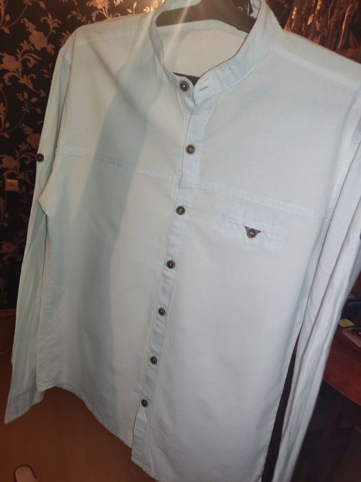 Стильная европейская мужская рубашка,натуральный материал Нанка