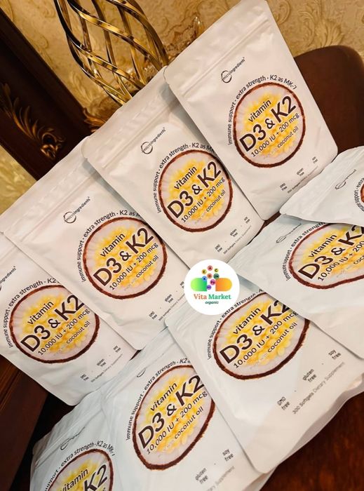 Vitamin d3 k2 - 10000 dozali,300 softgel,д3 к2, 200 mcg,Kokos yogi bla