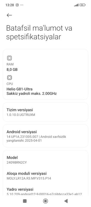 Redmi 14C ideal 8/256 arzon narxdaa srochna sotiladi!!!