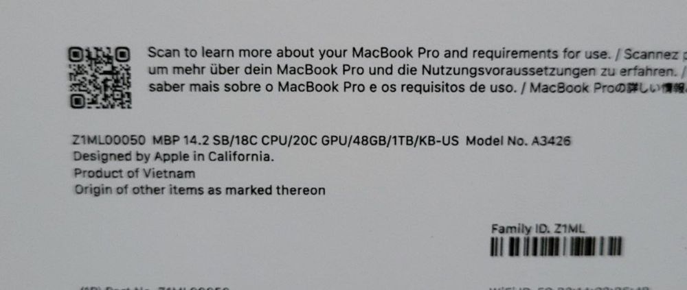 14" Macbook Pro M5 Pro, 20 core GPU, 48 GB RAM, 1 TB SSD, Space Black