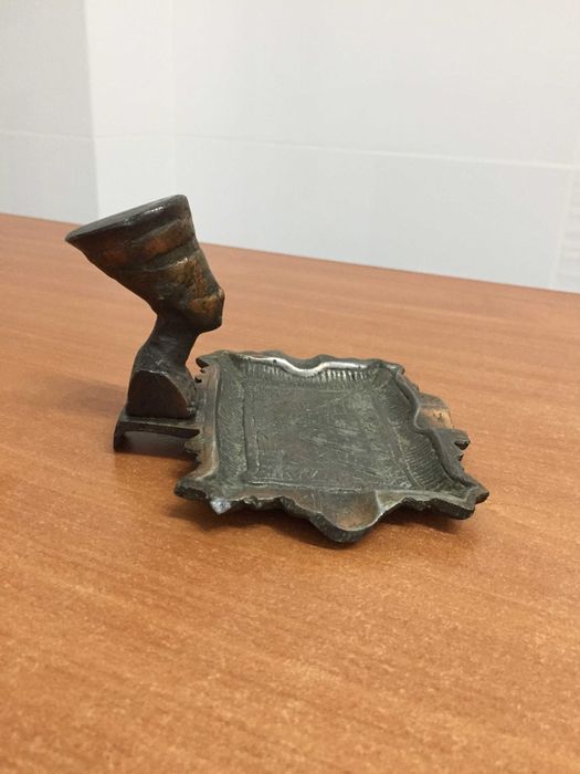 Statuete din bronz cu suport din marmura + scrumiera bronz