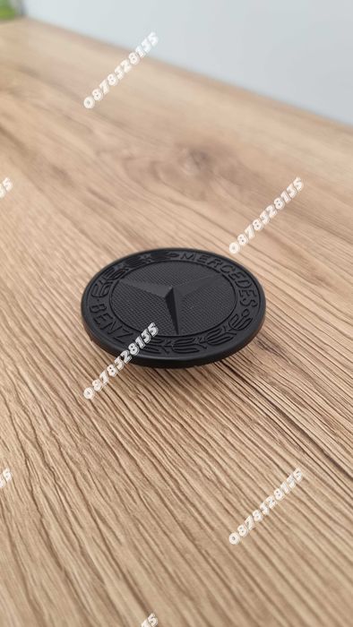 Емблема за Mercedes 57мм черен мат тип тапа