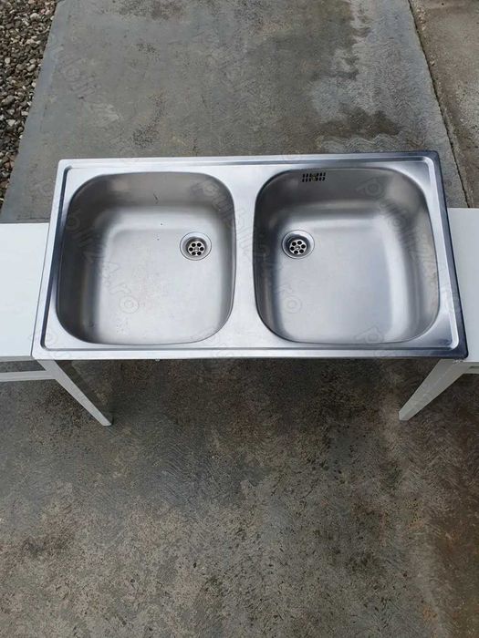 Chiuvetă BLANCO inox, cuva dubla, stare f. buna +Dozator detergent