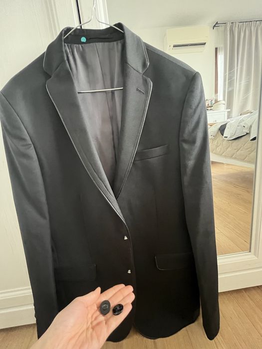 Мъжки черен стилен костюм Carducci 48 размер Slim Fit