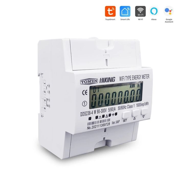 60А Интелигентен Tuya монофазен WiFi електромер,защита,таймер с RS485