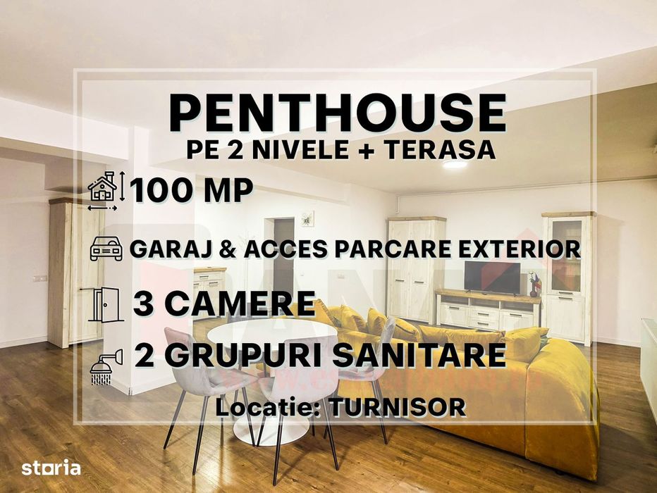 RO/EN Penthouse pe 2 nivele, 100 mp, Garaj, Turnisor, Terasa |VIDEO