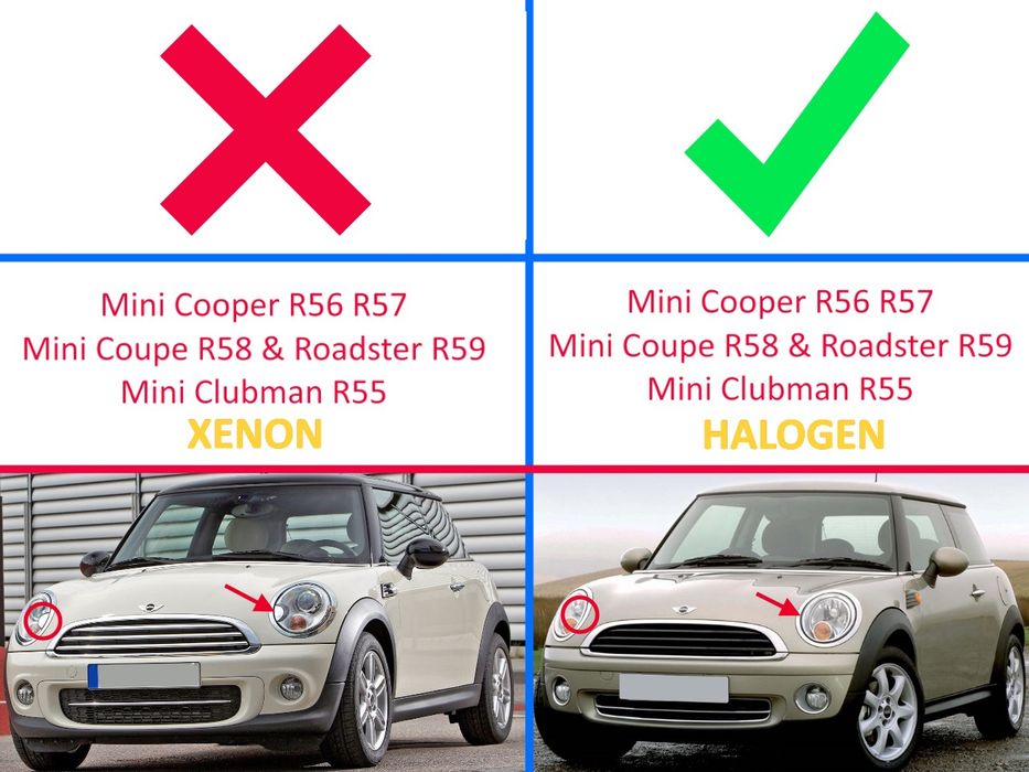 Стъкла за фарове на Mini Clubman R55 - Halogen