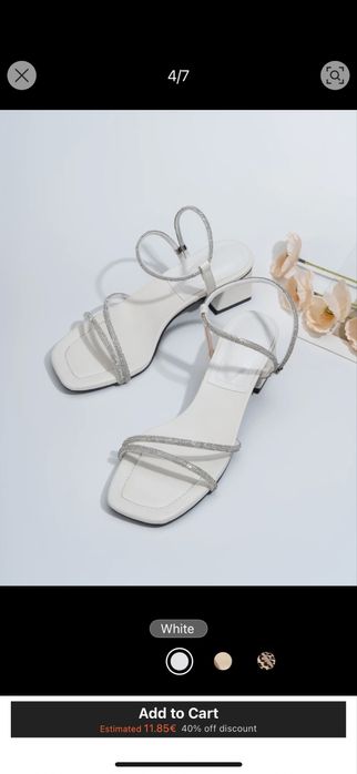 Отворени сандали с ток (сребристи с камъчета)