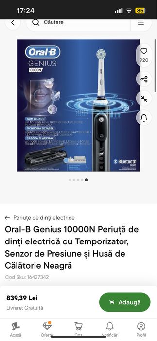 Periuță de dinți electrică Oral-B Genius 10000N