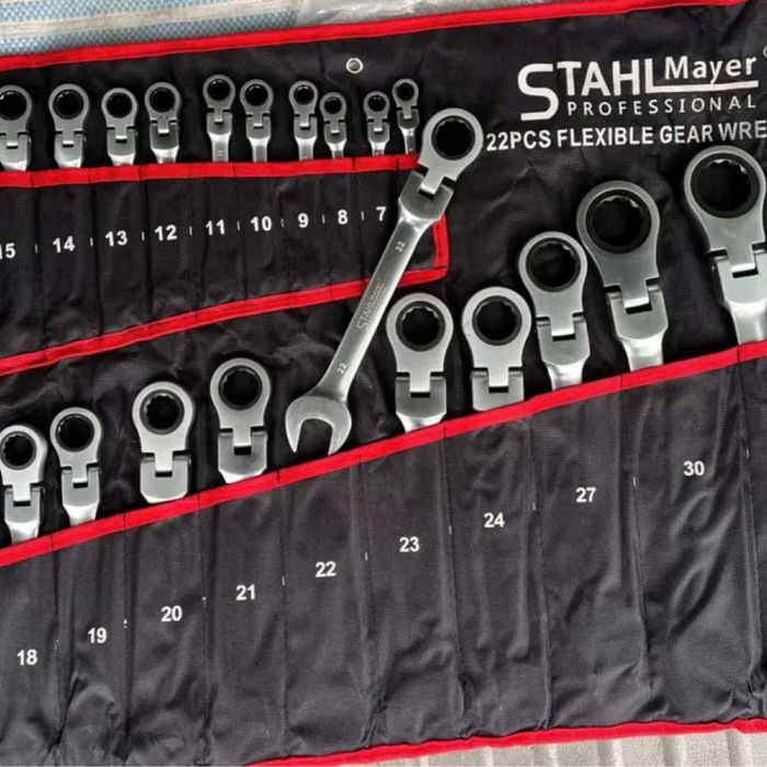 Комплект звездогаечни тресчотни ключове с чупещо рамо 6 - 32мм 22части