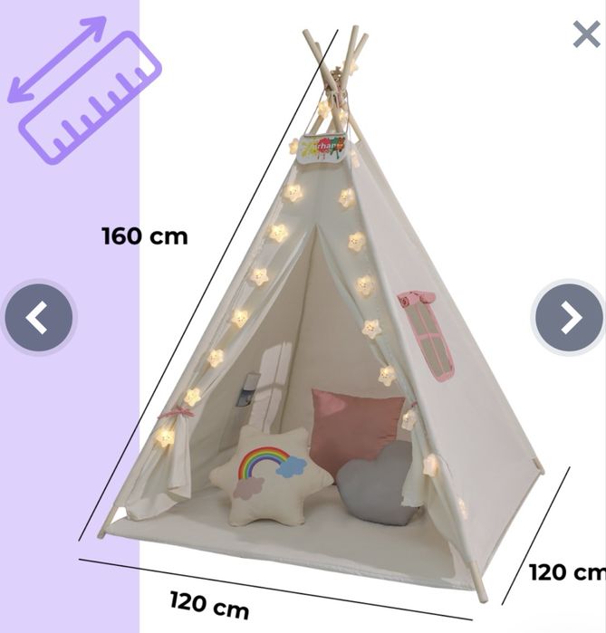 Cort teepee bej cu roz