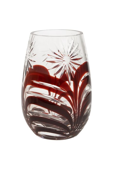 Нова Масивна Ръчно изработена Кристална ваза с Флорални мотиви