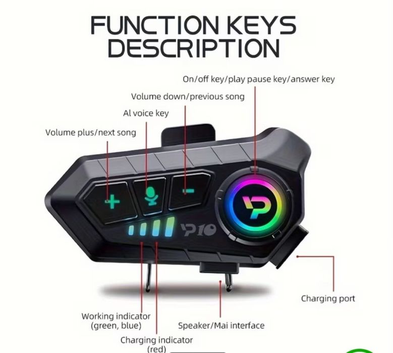 Cască moto Bluetooth/wireless 5.3/intercom