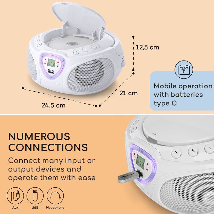 Boombox  радио, Светлинно шоу, CD плейър, Bluetooth 5.0