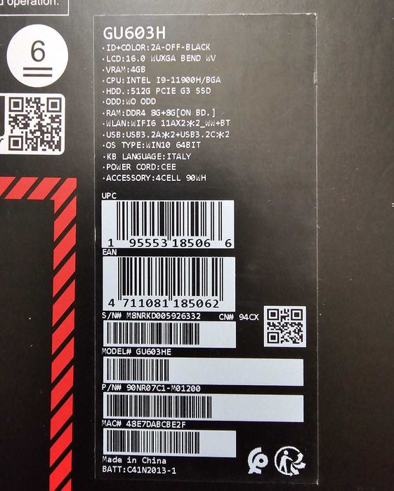 Laptop Gaming ASUS ROG Zephyrus M16 OLED GU603,Intel i9-11900H,Sigilat