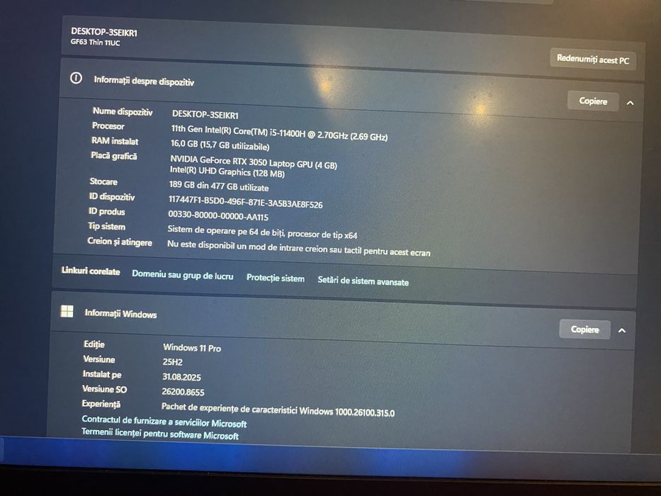 Laptop gaming MSI GF63