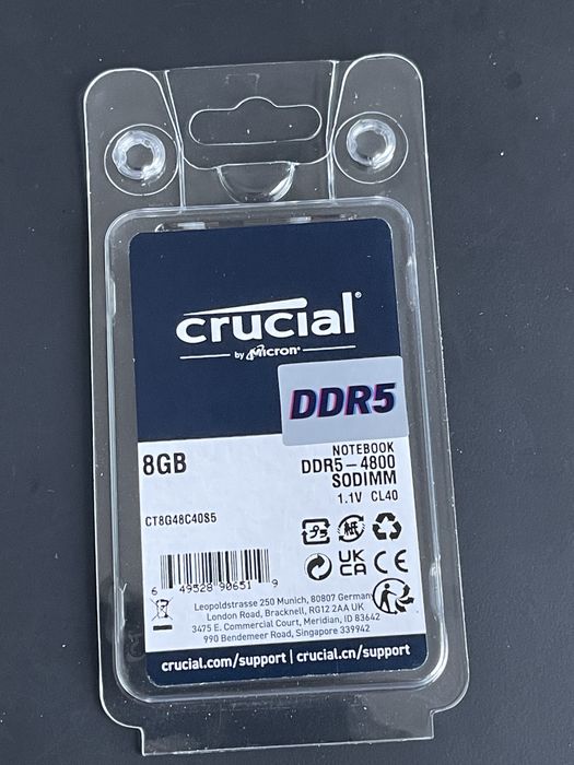 Memorie notebook Crucial, 8GB, DDR5 4800 (sigilat)