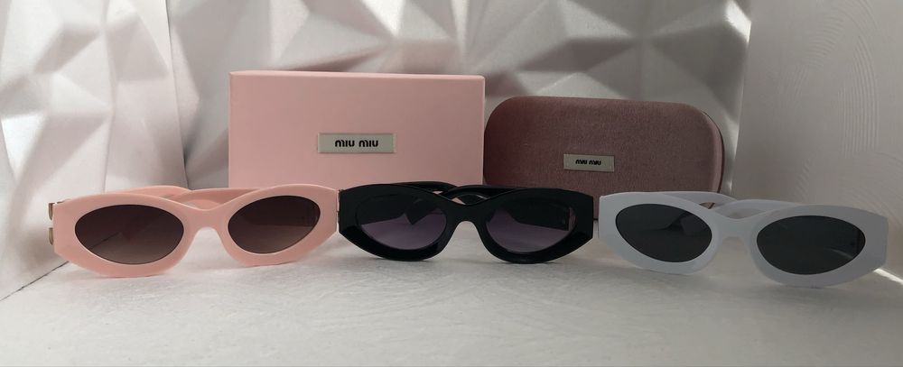 Дамски слънчеви очила  елипса овални  3 цвята черни бели розови