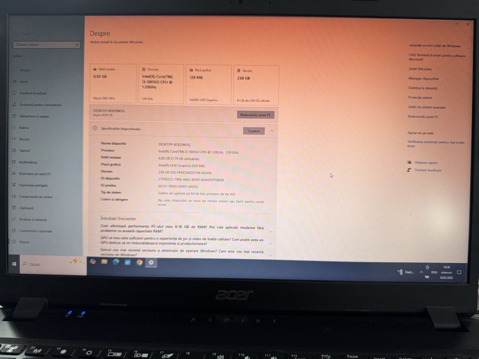 Vand  laptop Acer perfect functional