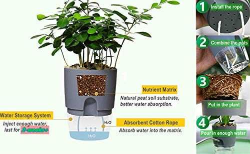 Саксия с резервоар за вода и дренаж