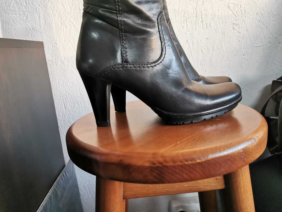 Cizme de dama Tamaris, din piele, negre