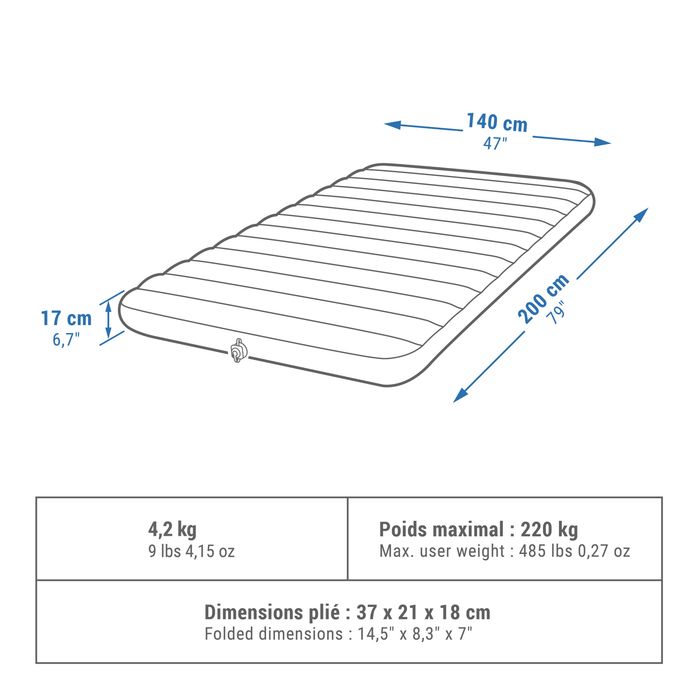Saltea gonflabilă camping 2 persoane, - produs resigilat Decathlon