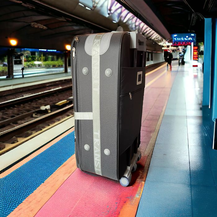 Пътнически куфар за багаж 78x57x27см текстилен разширител 5см 3 колела