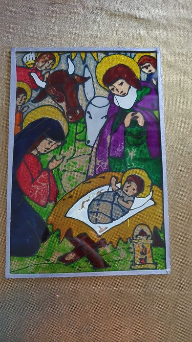 Pictura pe sticla de Craciun
