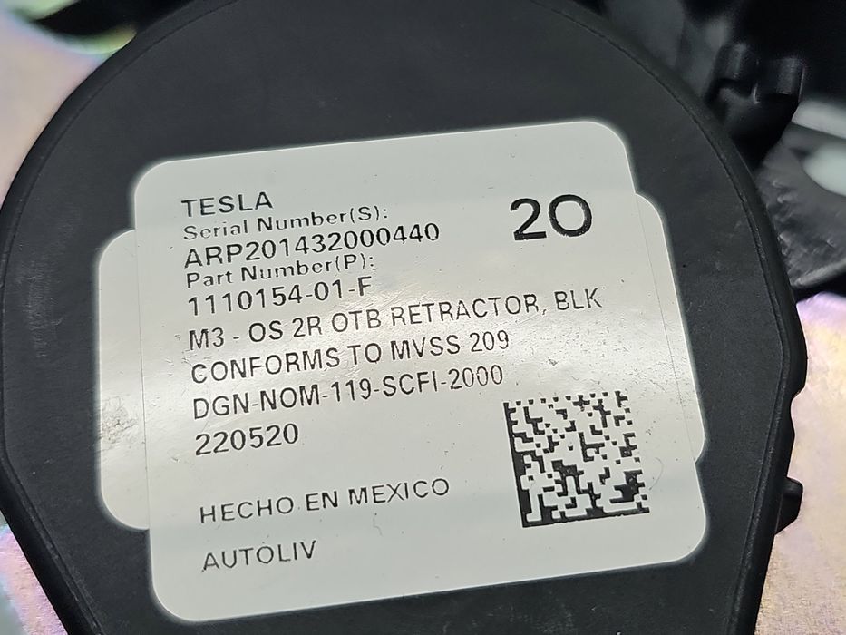 Centura dreapta spate TESLA Model 3 [Fabr 2020-2025] 1110154-01-F