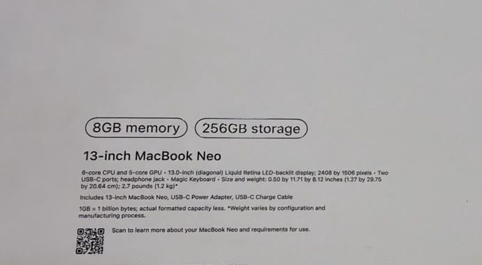 Apple Macbook Neo 8/256Gb “Silver” A1234