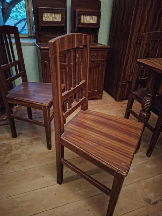 Set Mobilier Vintage / Interbelic din Lemn Masiv cu Furnir de Nuc