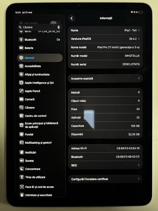 iPad pro 11” gen 3 M1 128gb Wi-Fi