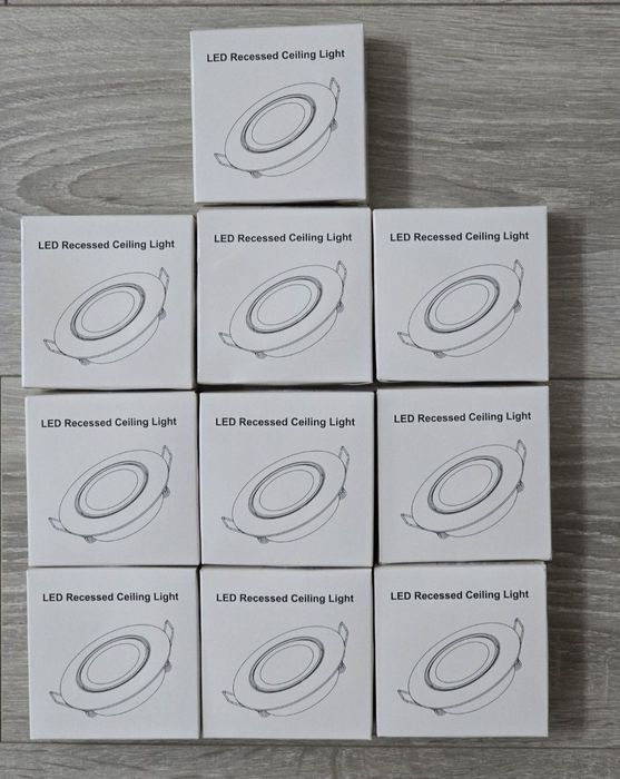 Set 10 spoturi LED încastrate, 6W, reglabile, alb cald 3000K, IP44