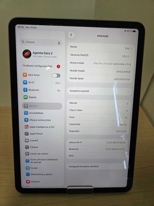 Ipad Pro 11 M1 256GB (ECA27 b.49818)-Garantie 2 ani!