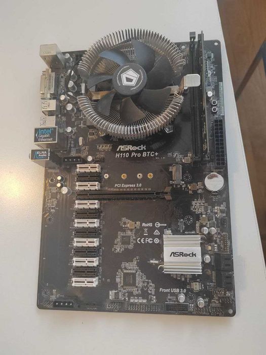 Asrock H110 Pro BTC+, DDR4  4 гб, Celeron G3900 , Кулер