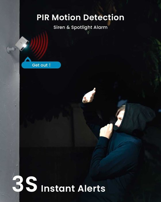 ieGeek 2K 3MP WiFi охранителни камери с прожектор и сирена- 2 броя