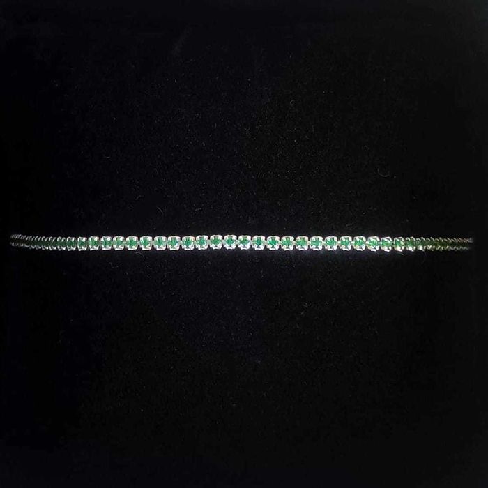 Bratara Tennis din argint 925, placata cu rodiu si pietre zirconia verzi, noua