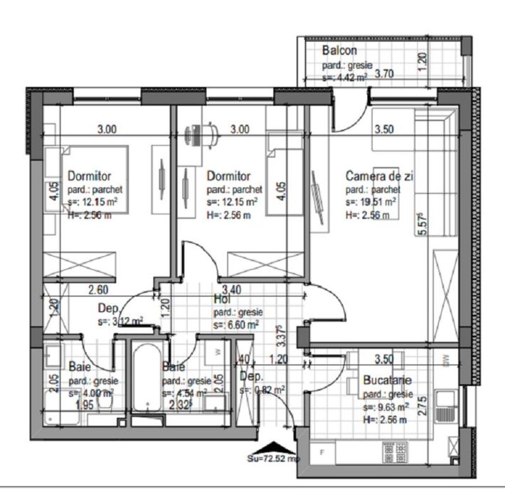 Apartament 3 camere, parcare inclusa - Casa Nobel Tractorul Coresi