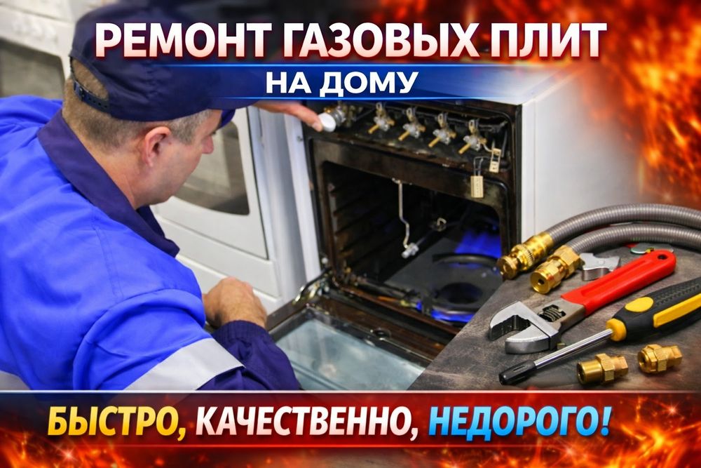 Ремонт плит, замена жиклеров, замена коленных стекол на духовку